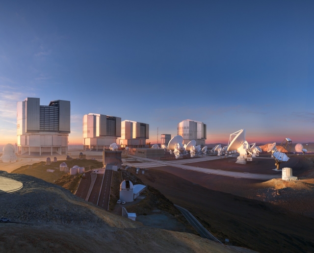 ESO’s facilities in Chile merged into an imaginary landscape