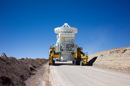 ALMA 7-metre antenna on a transporter