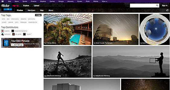 Screenshot of the “Your ESO Pictures” Flickr Group