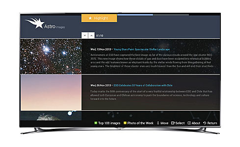 Screenshot of Astroimages Application for Smart TVs