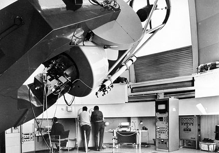 Inside the dome of the ESO 1-metre telescope