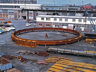 The ESO 3.6-metre telescope dome under construction