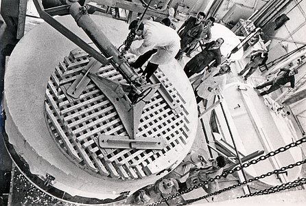 The ESO 3.6-metre telescope under construction