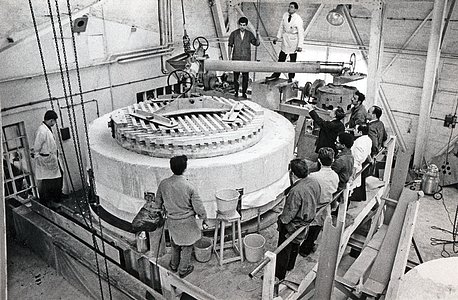 The ESO 3.6-metre telescope under construction