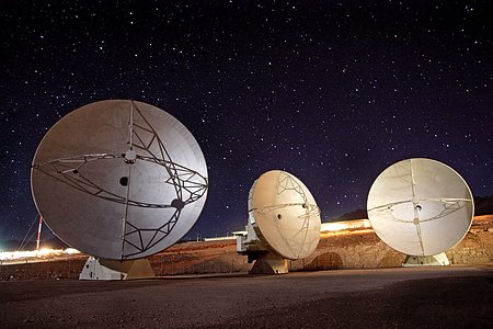 ALMA antennas at night