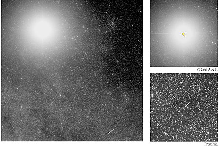 The Triple Stellar System Alpha Centauri (ESO 1-m Schmidt Telescope)