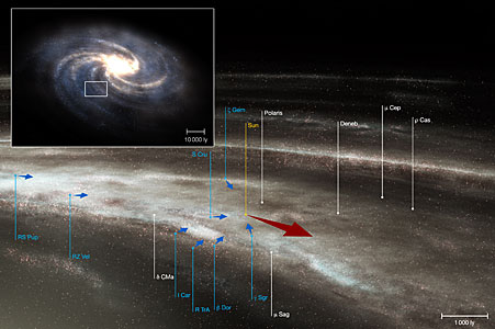 Cepheids in the Solar Neighbourhood (artist’s impression)