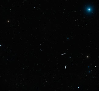 Wide-field view of the sky around the Leo Triplet of galaxies