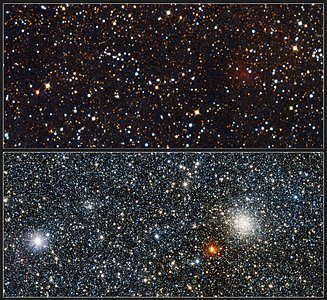 Visible/infrared comparison views of the newly discovered globular cluster VVV CL001