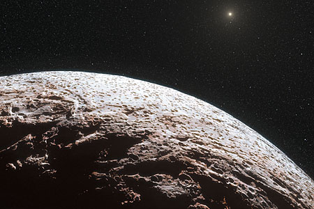 Artist’s impression of the surface of the dwarf planet Makemake