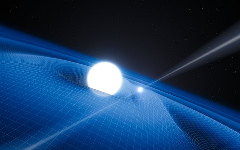 Artist’s impression of the pulsar PSR J0348+0432 and its white dwarf companion