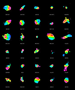 De verdeling van moleculair gas in 30 samensmeltende sterrenstelsels