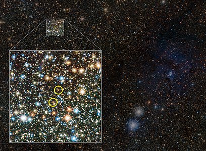 VISTA views the Trifid Nebula and reveals hidden variable stars (annotated)
