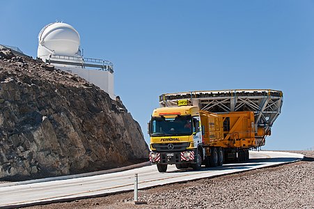 Very Large Telescope mirror cell and Auxiliary Telescope in the background