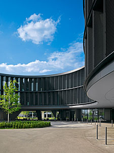 A curved new building