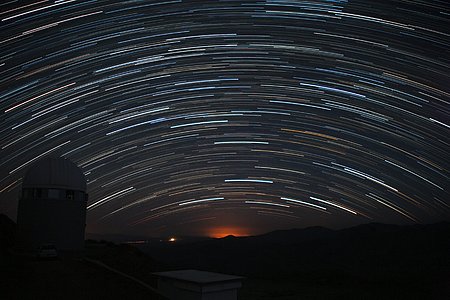 Startrails hanging over La Silla