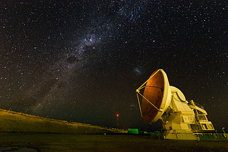 ALMA antenna at night.