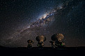 Mounted image 100: Four ALMA antennas on the Chajnantor plateau
