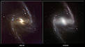 Comparison of visible-light and infrared images of the galaxy NGC 1365