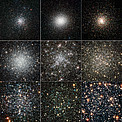 Enxames globulares observados pelo Hubble e a partir do solo