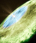 Artist’s impression van de sneeuwgrenzen rond de ster TW Hydrae