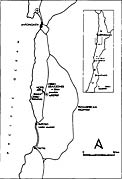 A map of northern Chile, with the location of Cerro Paranal indicated