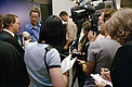 Journalist at ESO's VLT first light press conference
