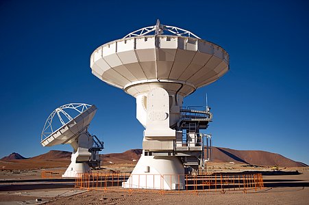 The first ALMA antennas on Chajnantor
