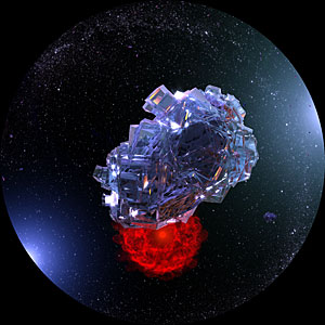 Artist's impression of an ice water crystal