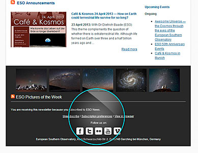 Screenshot of the ESO News newsletter as seen in a browser