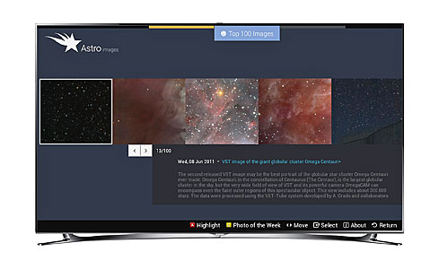 Screenshot of Astroimages Application for Smart TVs