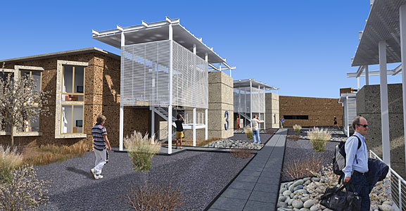 ALMA Residencia: Interior Yard View, between Dormitory Buildings