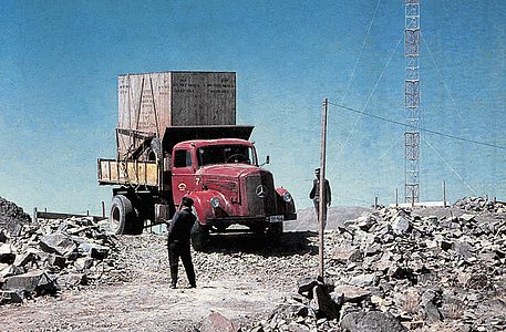 The arrival of the ESO 1-metre telescope