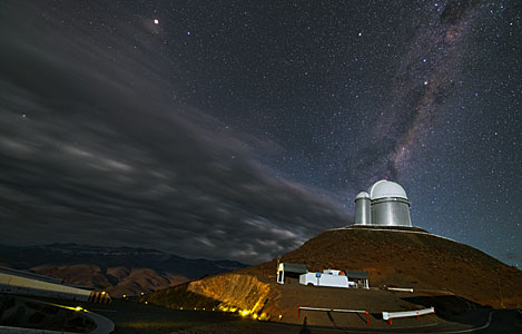 Clouds fly by the ESO 3.6-metre telescope