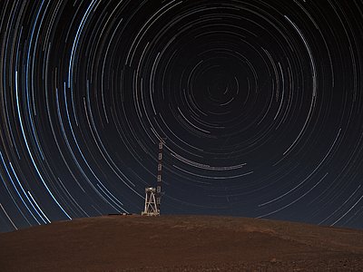 Star trails over Cerro Armazones summit