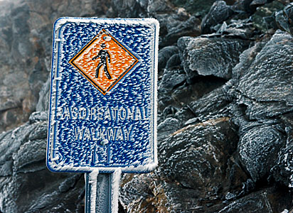 Frozen street sign