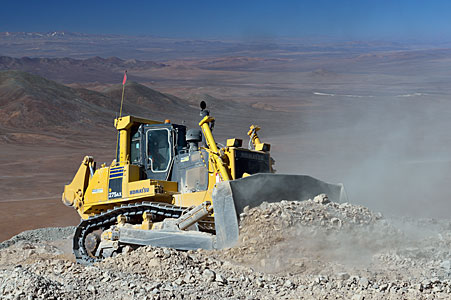 A bulldozer in the desert