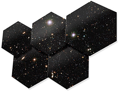 Artwork showing some hexagonal mirror pieces of E-ELT