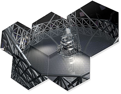 Artwork showing some hexagonal mirror pieces of E-ELT