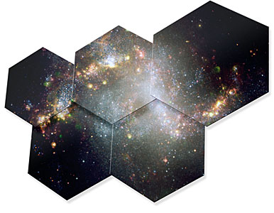 Artwork showing some hexagonal mirror pieces of E-ELT