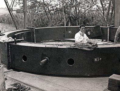 The ESO 3.6-metre telescope under construction
