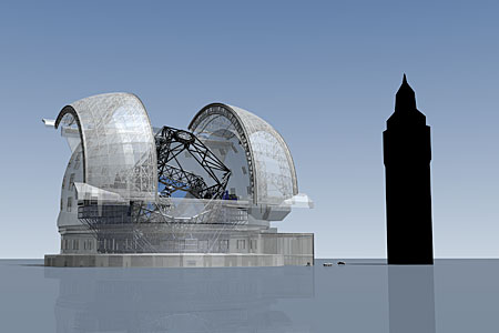 E-ELT vs. Big Ben (artist's impression)