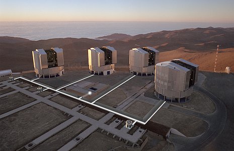Aerial View of the VLTI with Tunnels Superimposed