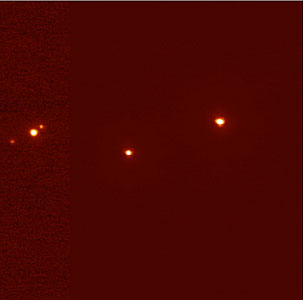 Pluto, Charon, and triple star "P126 A, B, C"