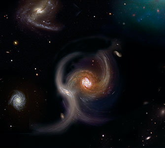 Collision Between Galaxies (Artist's Impression)