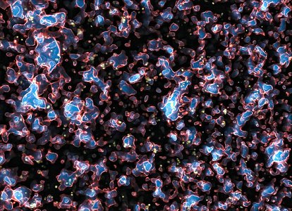 Galaxies during the era of reionisation in the early Universe (simulation)