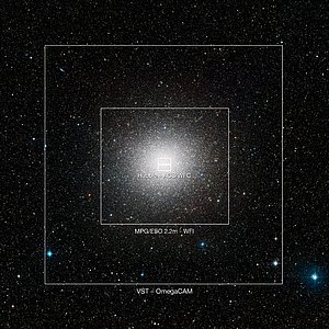 Comparación entre el campo de visión de VST/OmegaCAM y otros telescopios