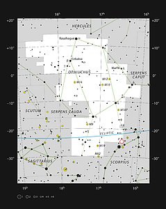 The constellation Ophiuchus, showing the Rho Ophiuchi star formation region