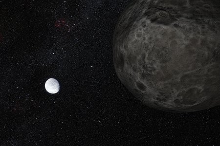 Artist’s impression of the dwarf planet Eris and its moon Dysnomia