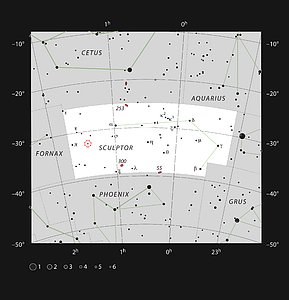 The red giant star R Sculptoris in the constellation of Sculptor (The Sculptor)